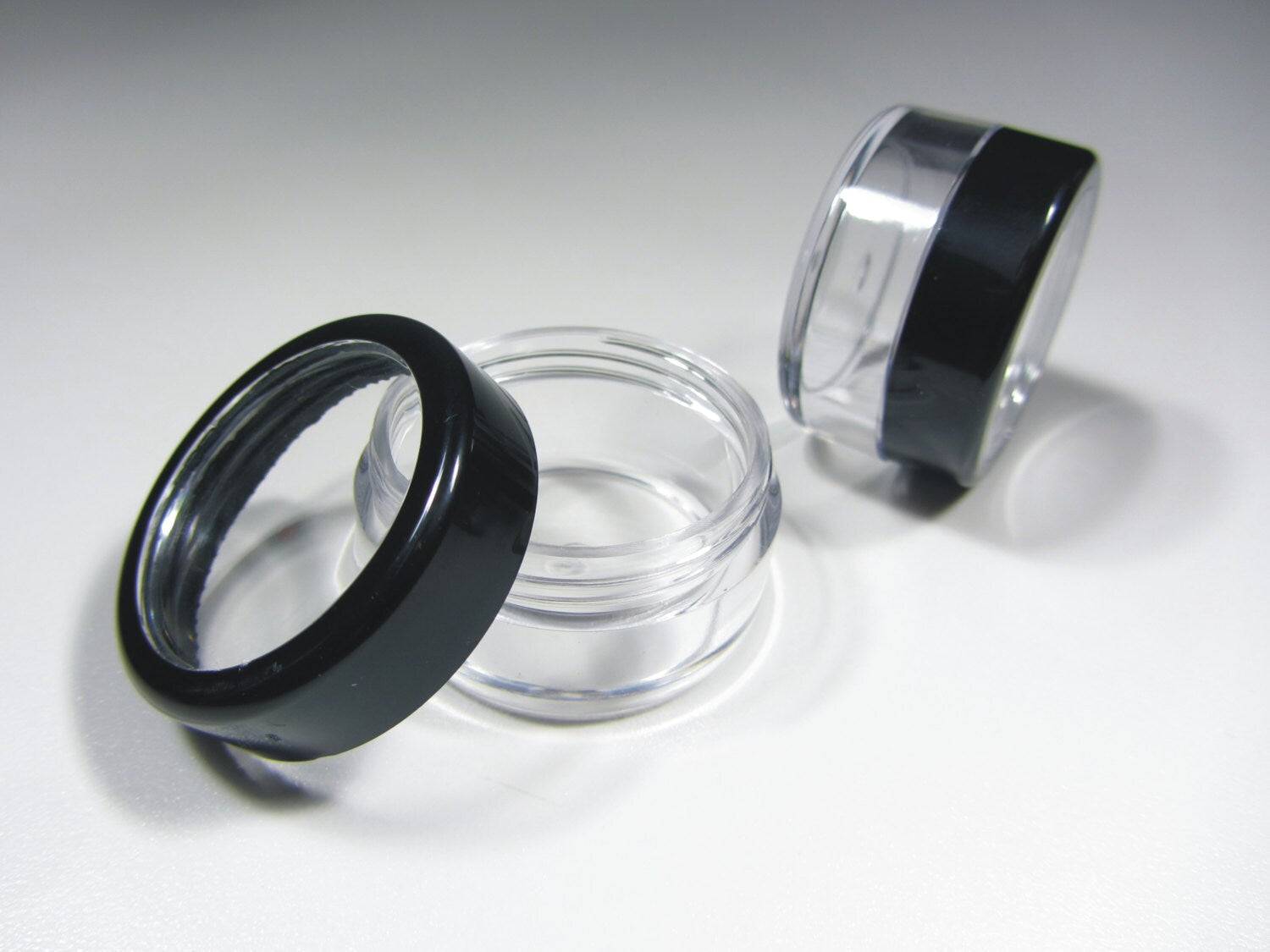 50 Cosmetic Jars Plastic Beauty Lip Balm Makeup Containers Black Trim Acrylic Lid 10 Gram 10 Ml (3010-50) Discount Cosmetic Jars