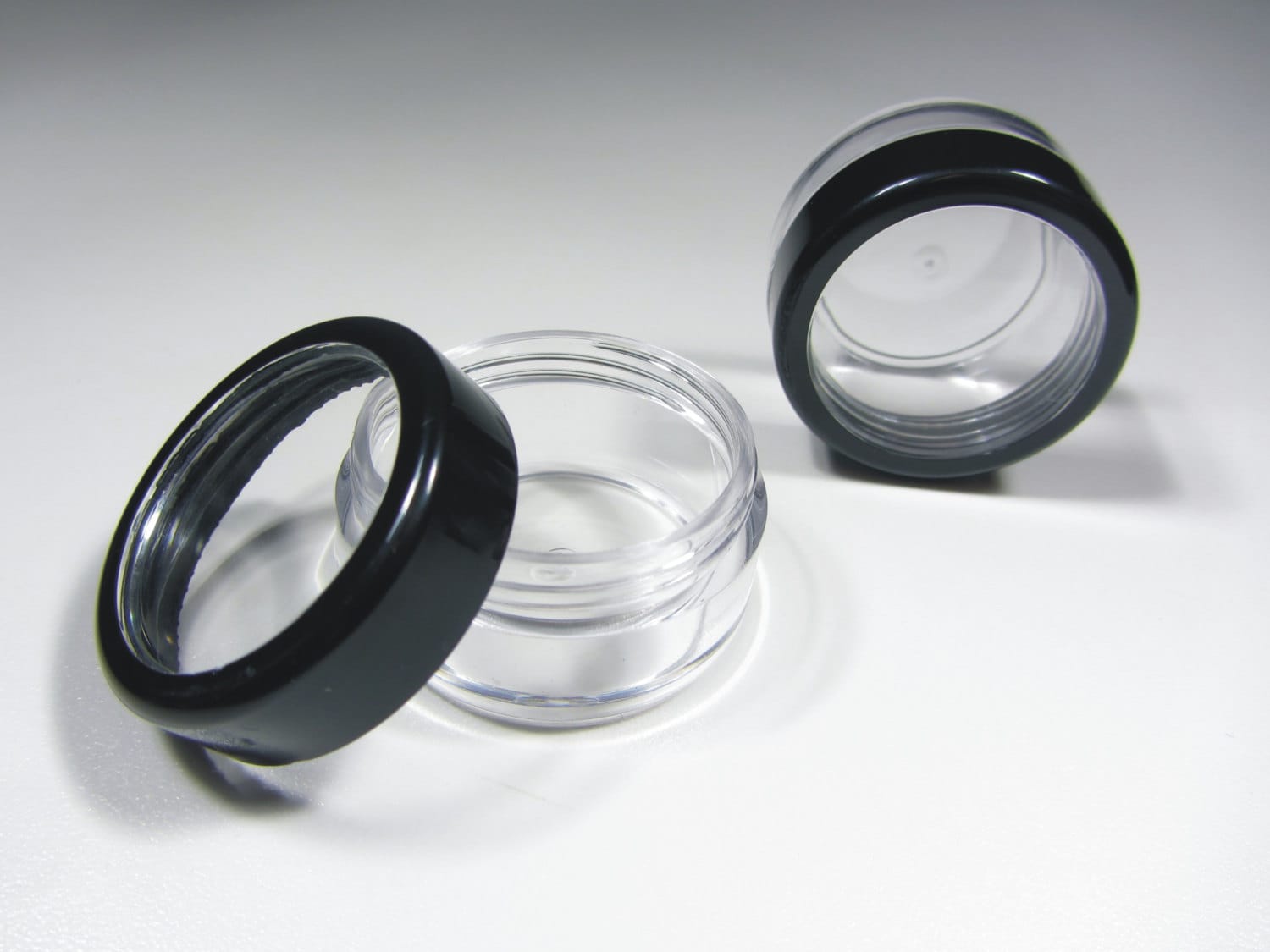 50 Cosmetic Jars Plastic Beauty Lip Balm Makeup Containers Black Trim Acrylic Lid 10 Gram 10 Ml (3010-50) Discount Cosmetic Jars