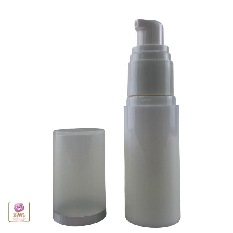 Airless Pump Bottles Refillable Beauty Serum Oil Lotion Cream Packaging 30 Ml / 1 oz. White (50 Bottles) 3580-50 Discount Cosmetic Jars