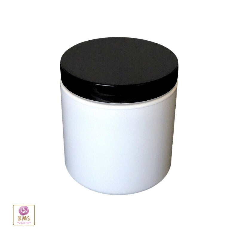 10 Plastic Jars Cosmetic Beauty Containers Straight Side 8 oz. Black Cap (9342-10) Discount Cosmetic Jars