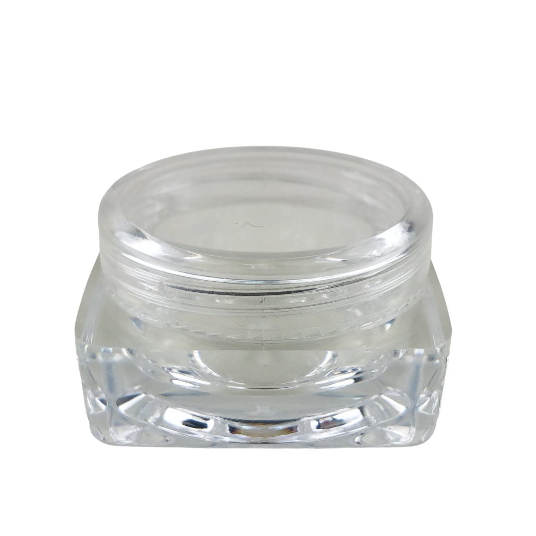 100 Cosmetic Containers Empty Square Plastic Thick Wall Beauty Lip Balm Jars 10 Gram 10 Ml Clear Lids (3187-100) Discount Cosmetic Jars