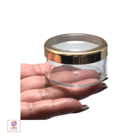100 Cosmetic Jars Beauty Makeup Loose Face Powder Containers Gold Trim Acrylic Lid 30 Gram 30 Ml (3032-100) Discount Cosmetic Jars