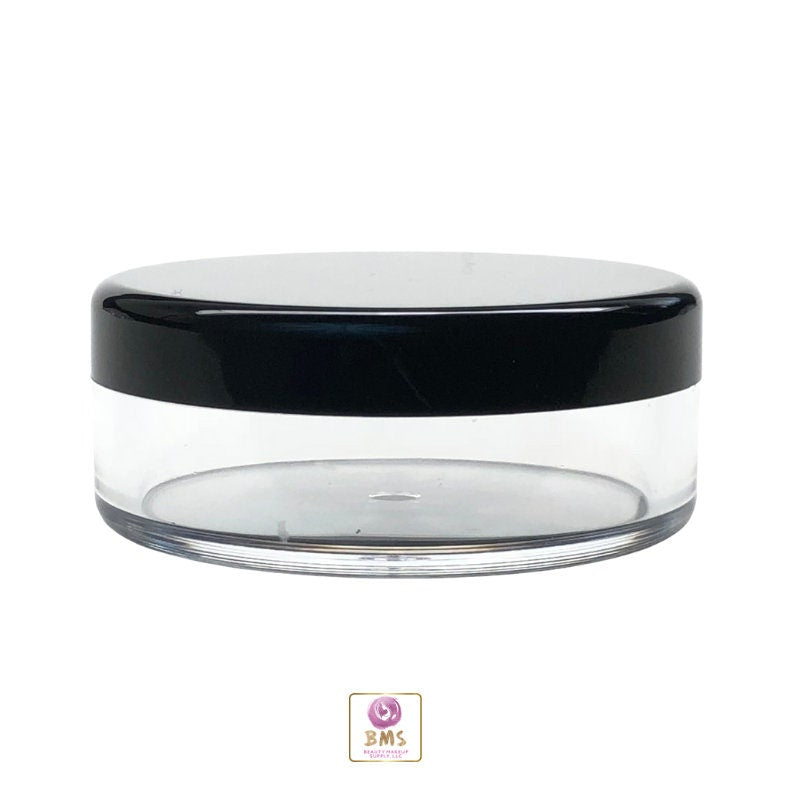 100 Cosmetic Jars Plastic Beauty Makeup Storage Containers Face Body Looser Powder Pot Black Lid 20 Gram 20 Ml (3062-100) Discount Cosmetic Jars