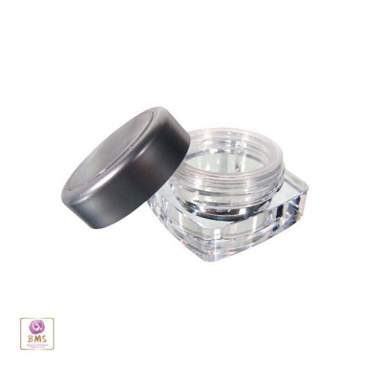 100 Cosmetic Jars Square Plastic Thick Wall Empty Makeup Containers Silver Trim Window Lid 5 Gram 5 Ml (3033-100) Discount Cosmetic Jars