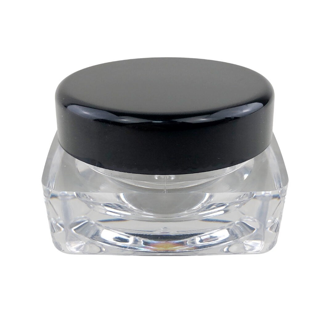100 Cosmetic Jars Thick Wall Square Plastic Lip Balm Container  Beauty Makeup Packaging 10 Gram 10 Ml Black Lid (3188-100) Discount Cosmetic Jars