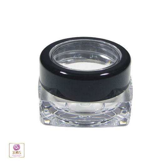100 Makeup Jars Thick Wall Square Beauty Lip Balm Containers Black Trim Acrylic Caps 5 Gram 5 Ml (3039-100) Discount Cosmetic Jars