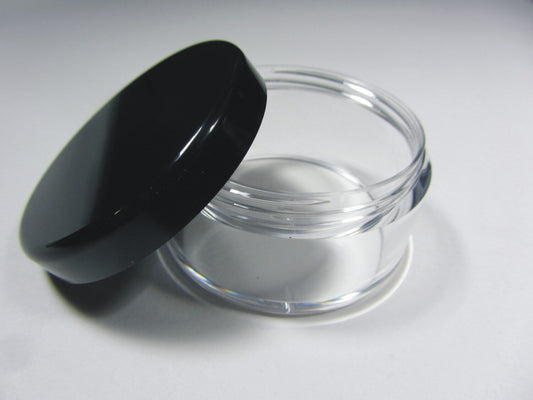 20 Makeup Jars Plastic Loose Powder Containers  Lip Balm Cosmetic Beauty Packaging Black Lid 30 Gram 30 Ml (3063-20) Discount Cosmetic Jars