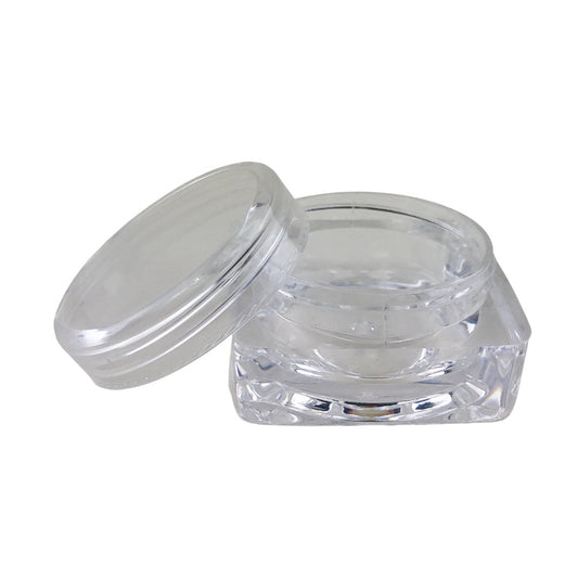 25 Cosmetic Containers Empty Square Plastic Thick Wall Beauty Lip Balm Jars 10 Gram 10 Ml Clear Lids (3187-25) Discount Cosmetic Jars