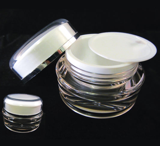 5 Acrylic Cosmetic Cream Jar Elegant Beauty Skincare Containers w/ Sealing Disc 15 Ml 0.5 oz. (3115-5) Discount Cosmetic Jars