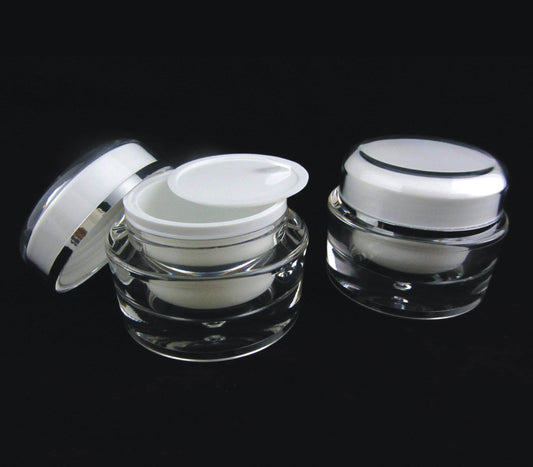 5 Acrylic Cosmetic Cream Jar Elegant Beauty Skincare Containers w/ Sealing Disc 30 Ml 1 oz.(3130-5) Discount Cosmetic Jars