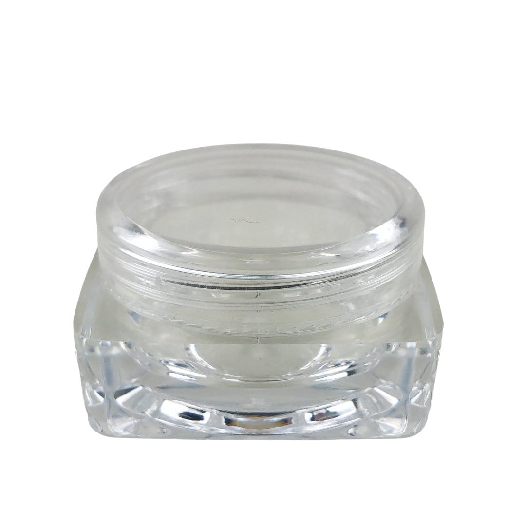 5 Cosmetic Containers Empty Square Plastic Thick Wall Beauty Lip Balm Jars 10 Gram 10 Ml Clear Lids (3187-5) Discount Cosmetic Jars