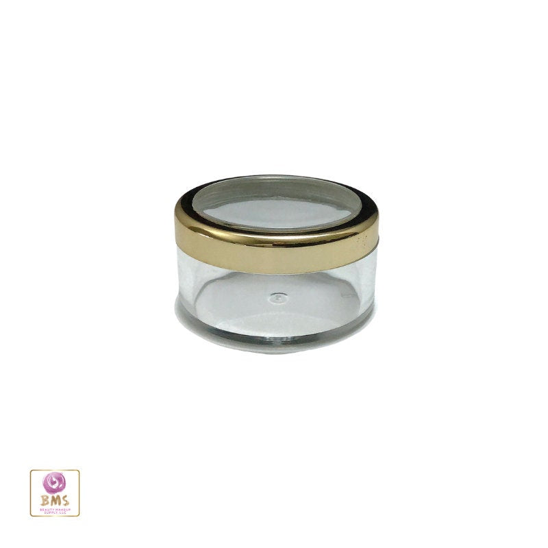 5 Cosmetic Jars Beauty Makeup Loose Powder Containers Gold Trim Acrylic Lid 30 Gram 30 Ml (3032-5) Discount Cosmetic Jars