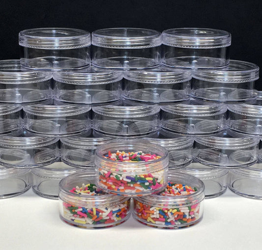 5 Cosmetic Jars with Sifter & Powder Puffs Option Plastic Beauty Storage Containers Clear Lids 50 Gram 50 Ml (3057-5) Discount Cosmetic Jars