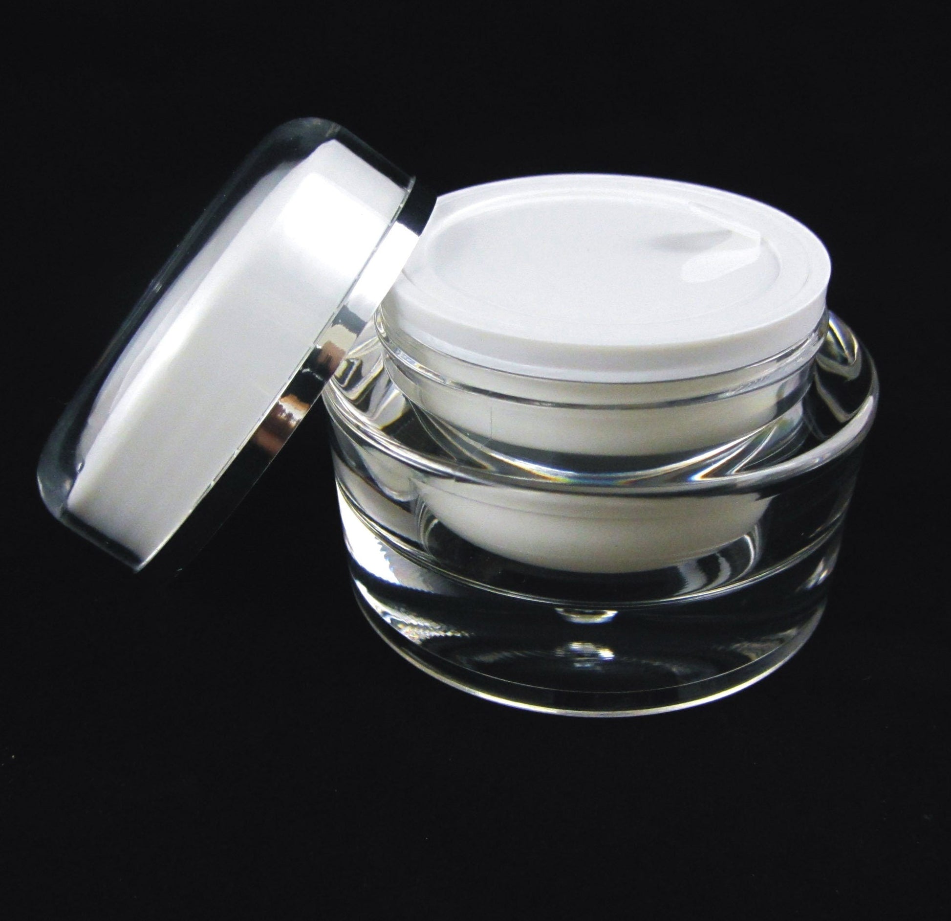 50 Acrylic Cosmetic Cream Jar Elegant Beauty Packaging Containers w/ Sealing Disc  30 Ml 1 oz. (3130-50) Discount Cosmetic Jars