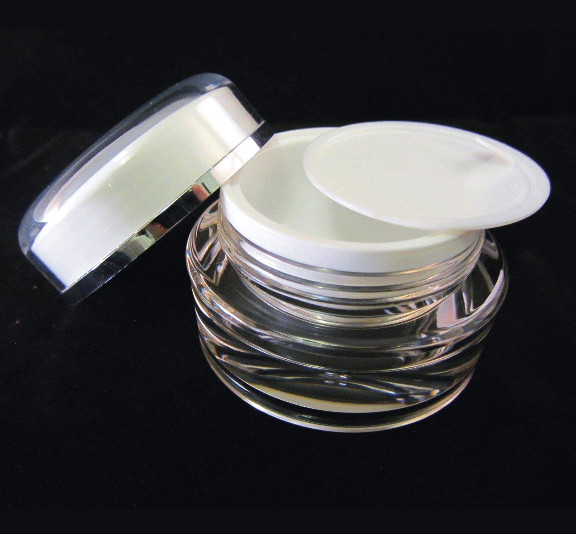 50 Acrylic Cosmetic Cream Jar Elegant Beauty Skincare Containers w/ Sealing Disc 15 Ml 0.5 oz. (3115-50) Discount Cosmetic Jars