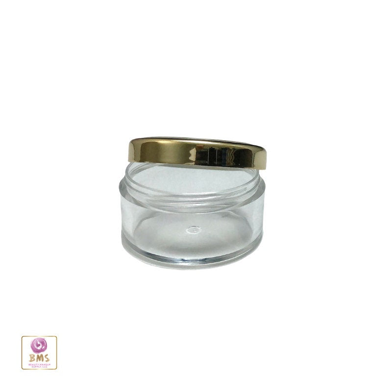 50 Cosmetic Jars Beauty Makeup Loose Face Powder Containers Pill Storage Gold Trim Acrylic Lid 30 Gram 30 Ml (3032-50) Discount Cosmetic Jars