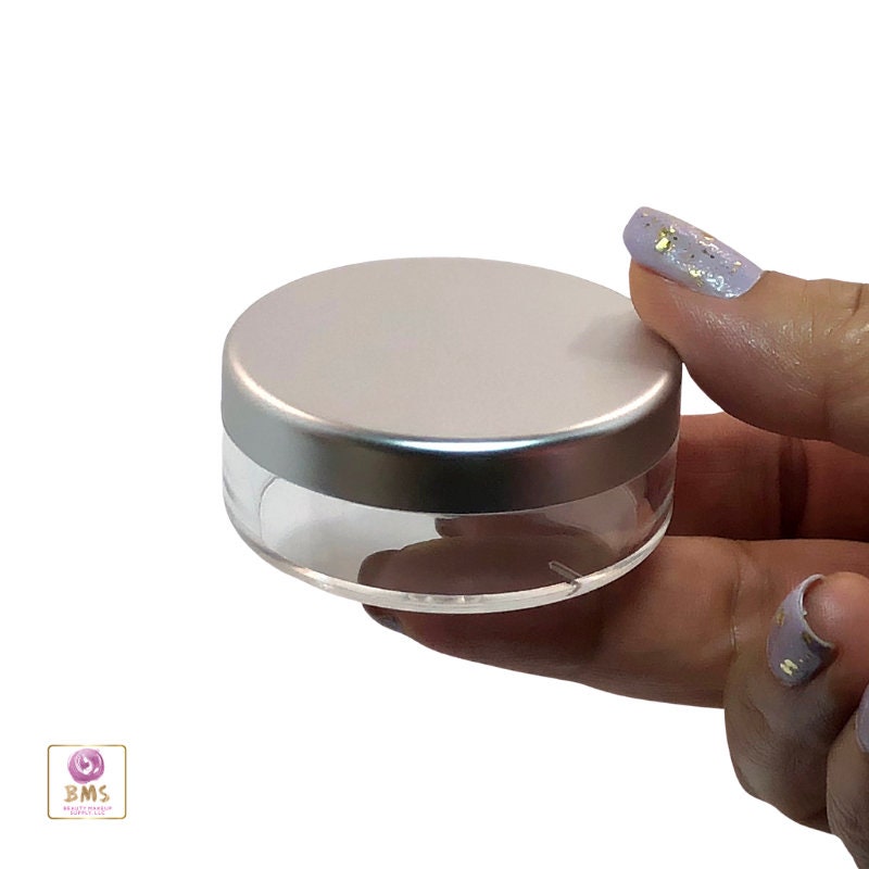 50 Cosmetic Jars Empty Plastic Beauty Makeup Powder Containers 20 Gram 20 Ml Silver Lid (3025-50) Discount Cosmetic Jars