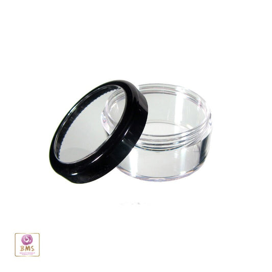 50 Cosmetic Jars Plastic Beauty Loose Powder Makeup Containers Black Trim Acrylic WIindow Lid 30 Gram 30 Ml (3030-50) Discount Cosmetic Jars
