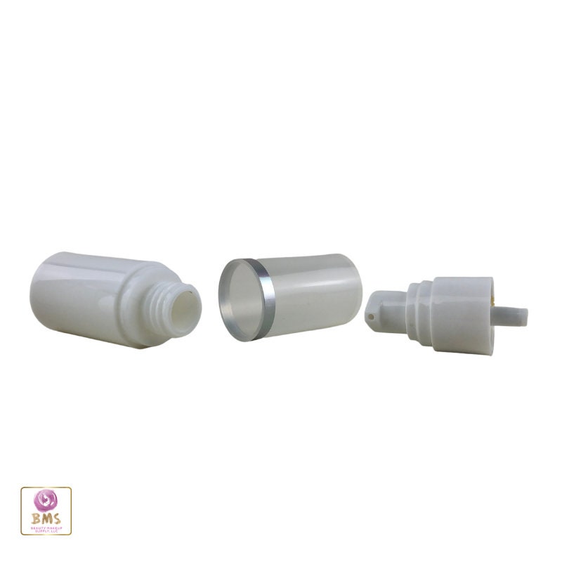 Airless Pump Bottles Refillable Beauty Serum Oil Lotion Cream Packaging 15 Ml / 0.5 oz. White (2 Bottles) 3565-2 Discount Cosmetic Jars