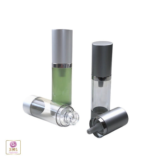 Airless Pump Bottles Silver Cap 15 ml / 0.5 oz. Clear (25 Bottles) 3415-25 Discount Cosmetic Jars