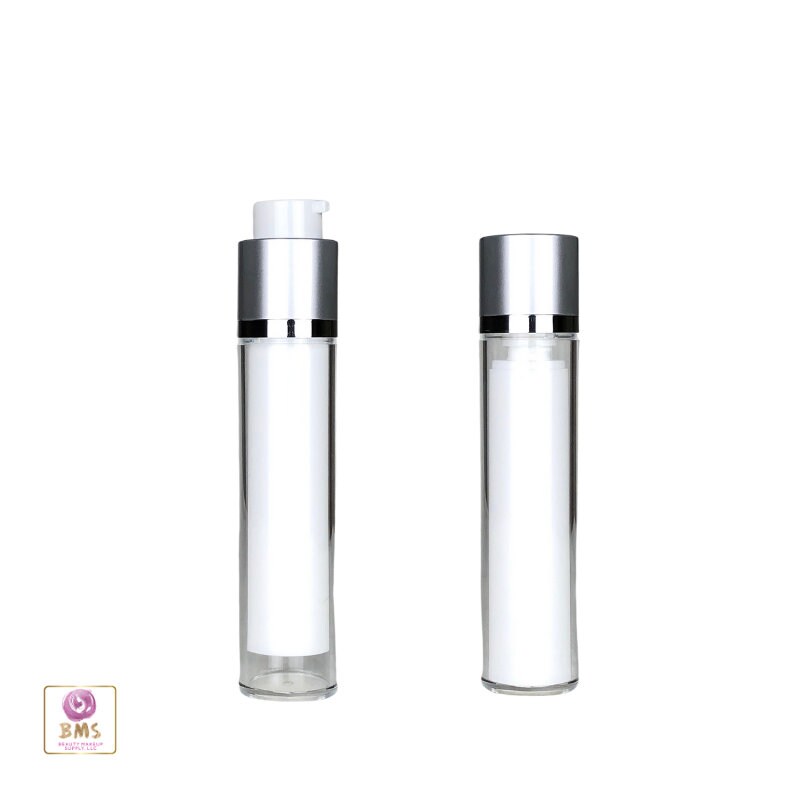 Airless Pump Bottles Twist Up Style Acrylic Serum Facial Treatment Empty Bottles 50 Ml White (2 Bottles) 3550-2 Discount Cosmetic Jars