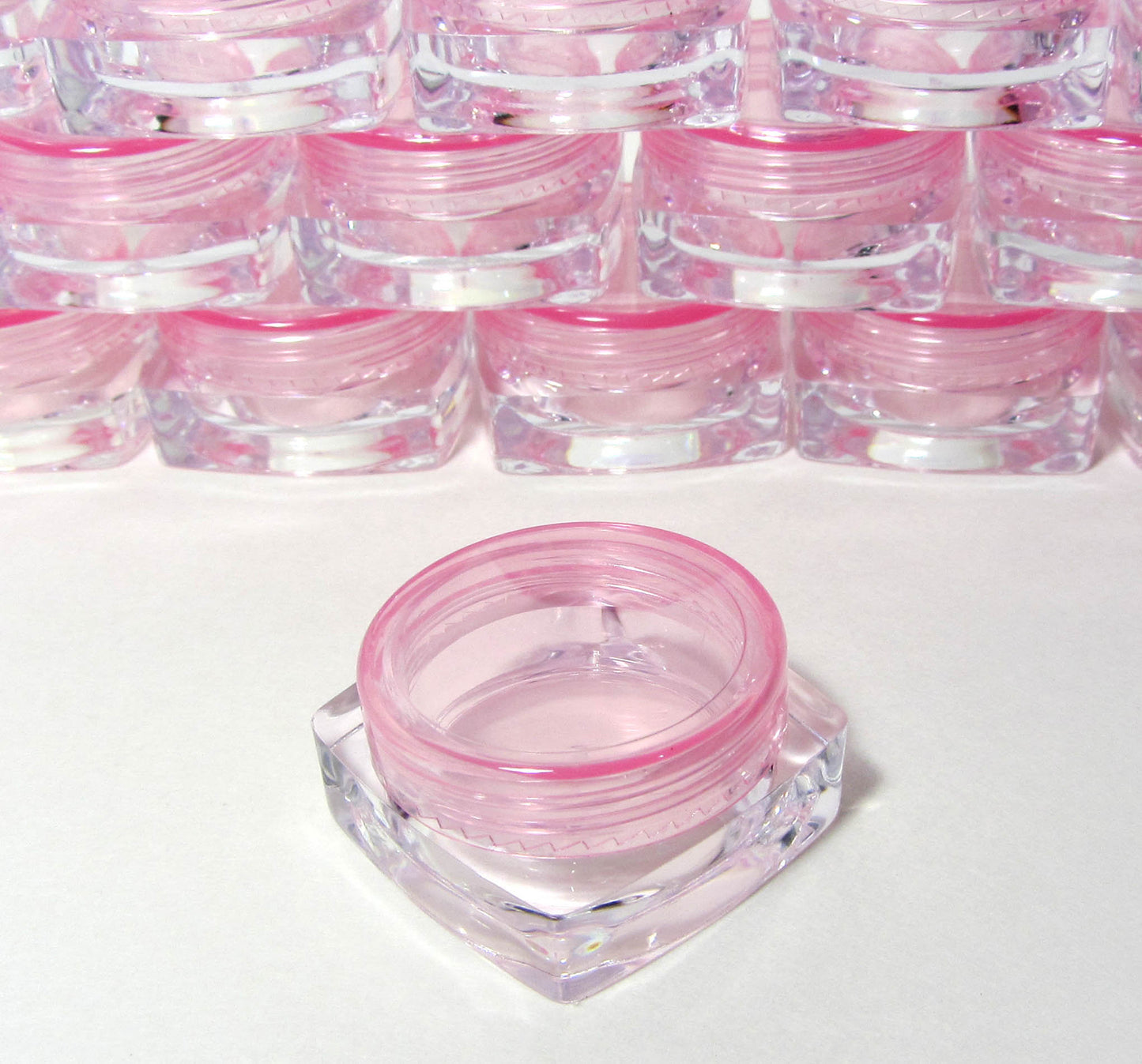 Cosmetic Jars Mini Square Beauty Lip Balm Eyeshadow Glitter Container 3 Ml Sampple Jar Purple Pink Red Blue White Clear Black Lid (25 Jars) Discount Cosmetic Jars