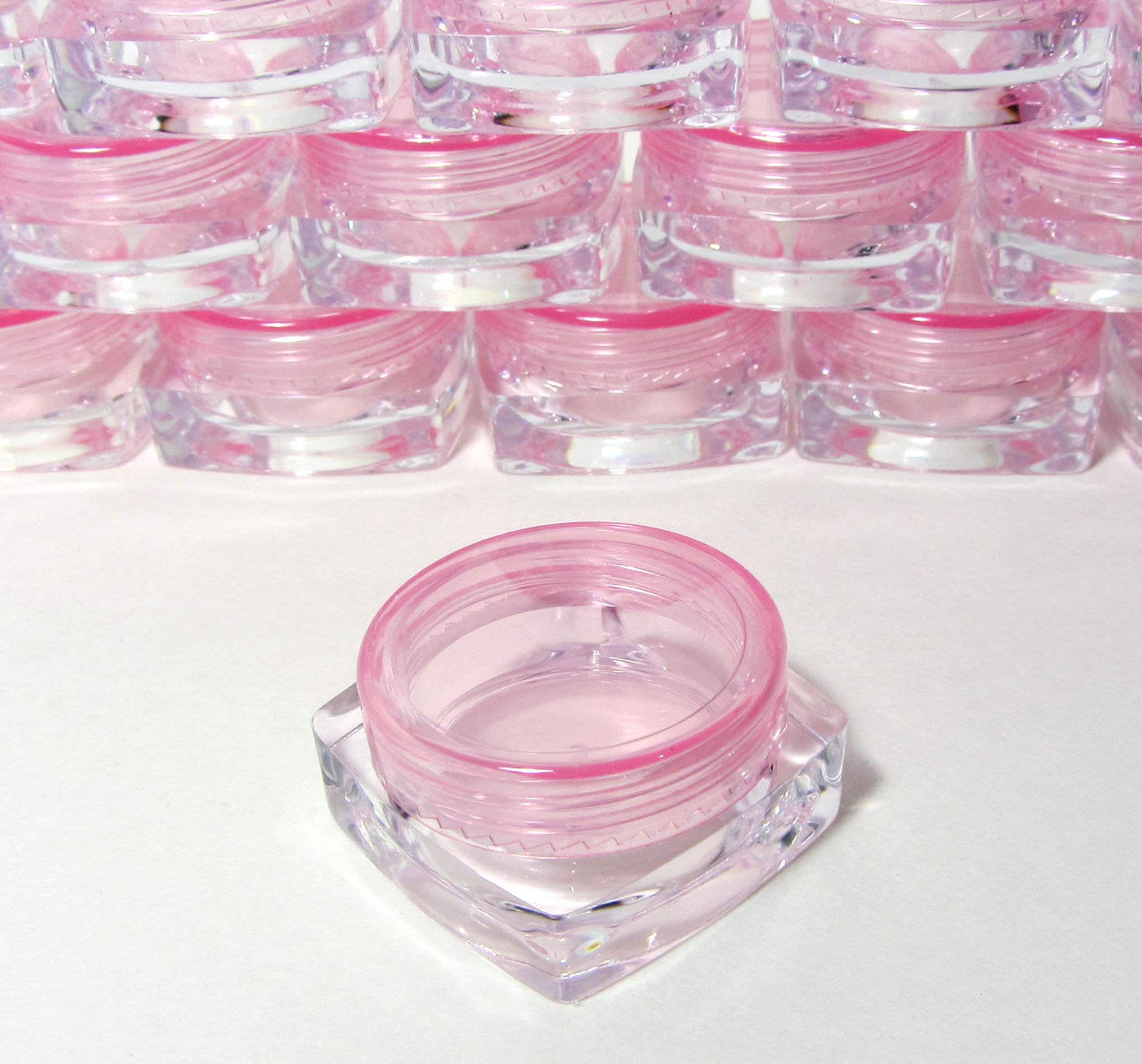 Mini Cosmetic Jars Square Beauty Lip Balm Eyeshadow Glitter Container 3 Ml Sampple Jar Purple Pink Red Blue White Clear Black Lid (5 Jars) Discount Cosmetic Jars